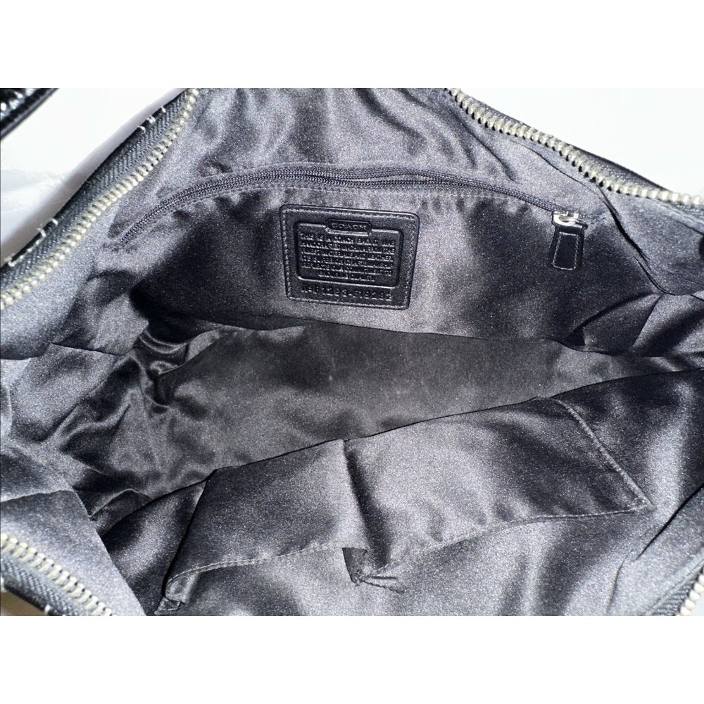 COACH Black Signature Patent Leather Hobo Handbag Purse A1293-F19282 Tag & Charm - Picture 12 of 16